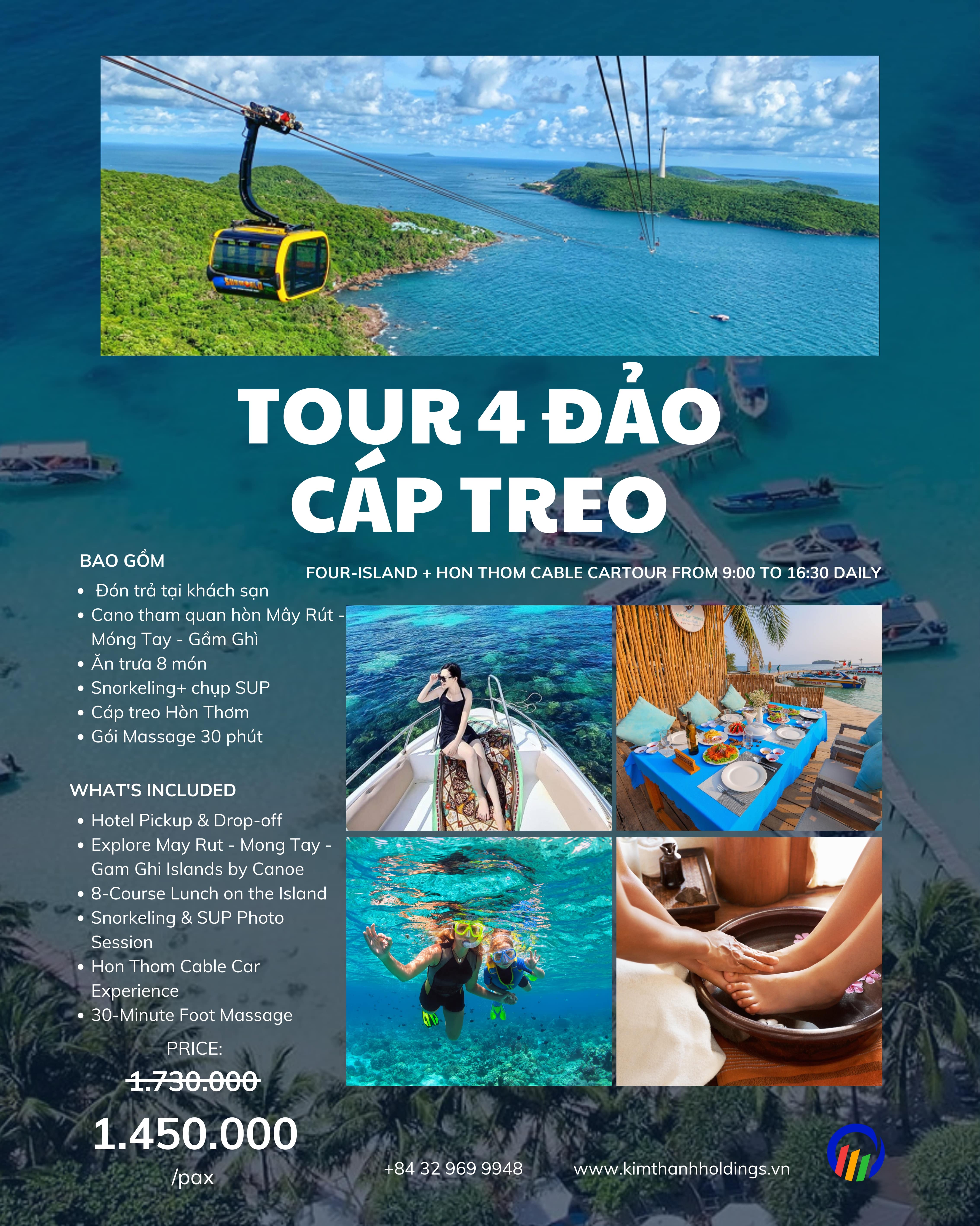 Tour 4 đảo cáp treo